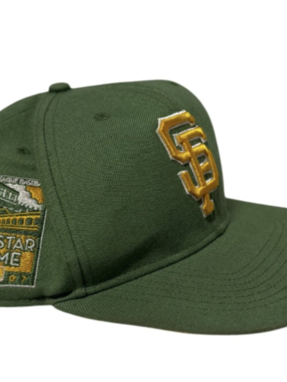 New Era 59Fifty SF Giants Hat 2007 MLB All-Star Patch Oakland A's Green/Yellow